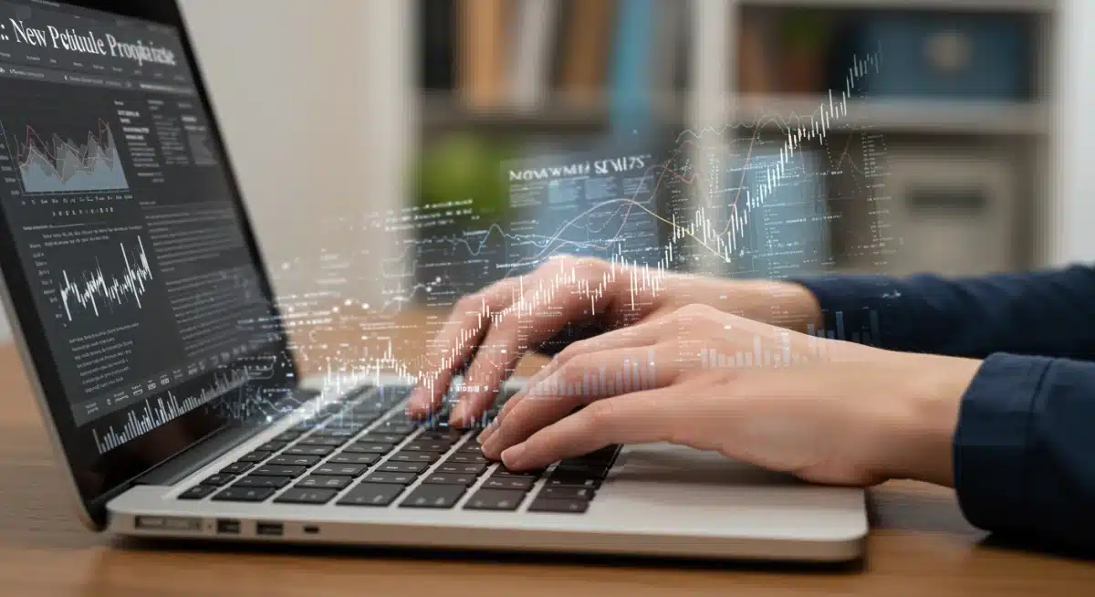 Hands analyzing financial data on a laptop, discussing stimulus proposals.