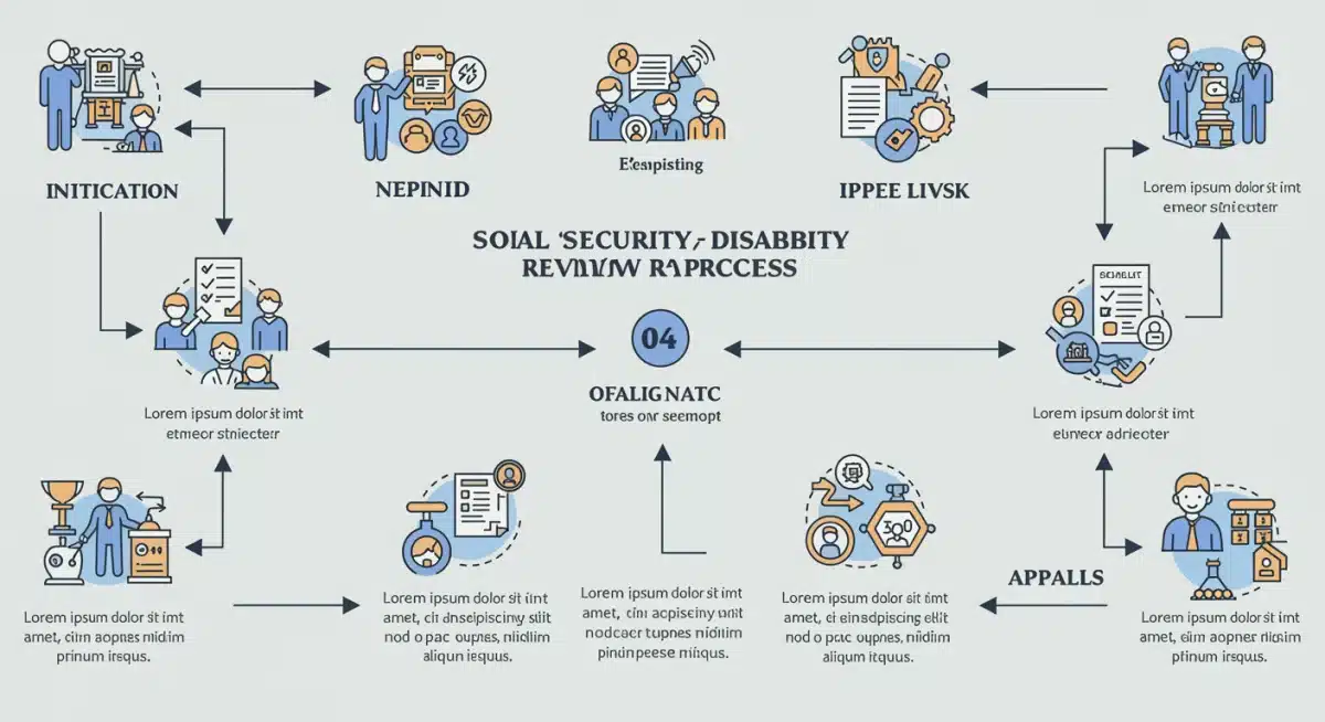 Infographic detailing the Social Security Disability review process stages