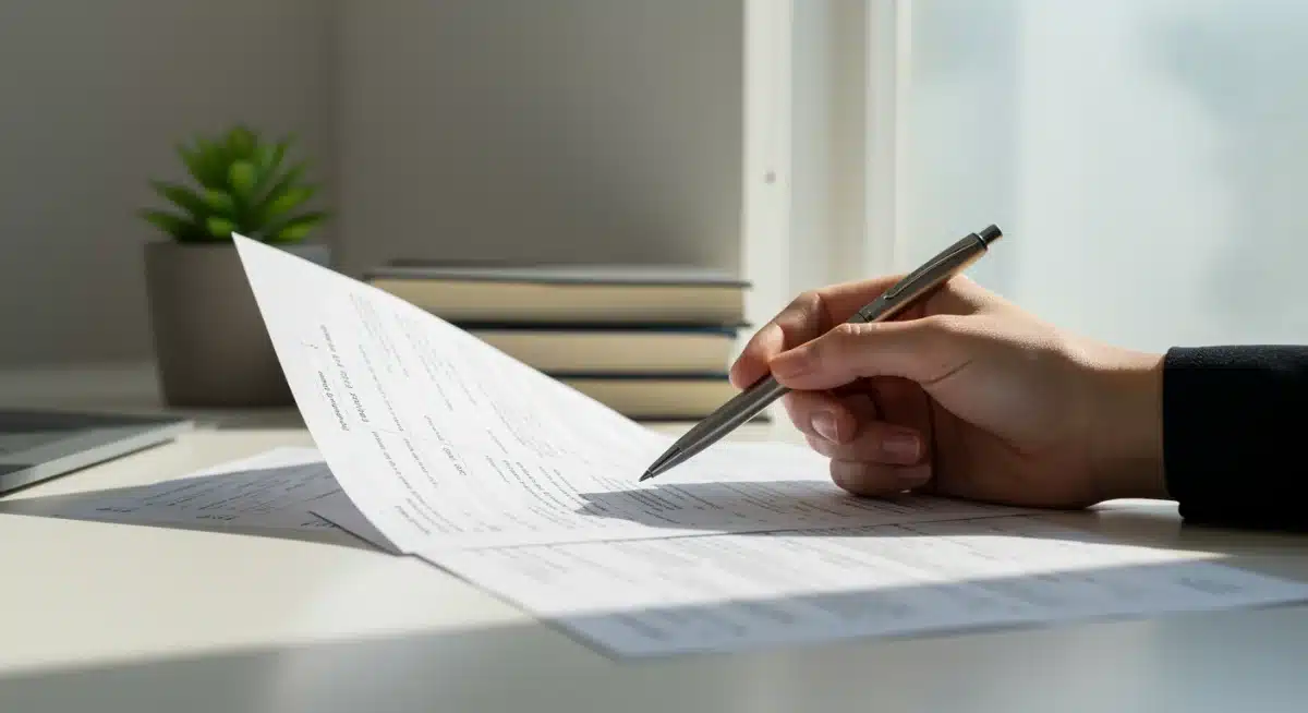 Person reviewing financial statements and credit card