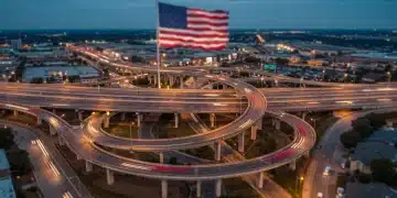 Modern highway interchange at dusk, symbolizing infrastructure investment
