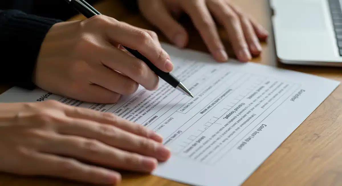Person meticulously filling out a student loan forgiveness application form