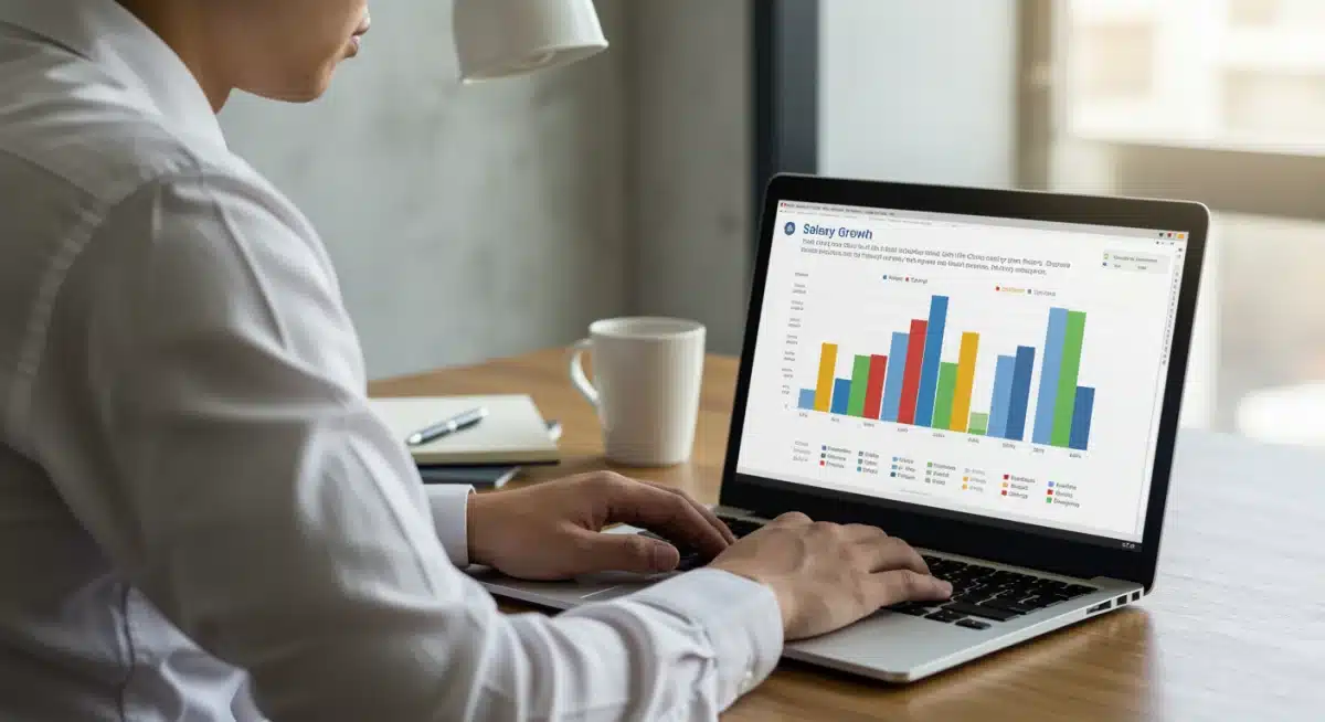 Data visualization comparing career advancement and salary growth for online vs traditional degree graduates.