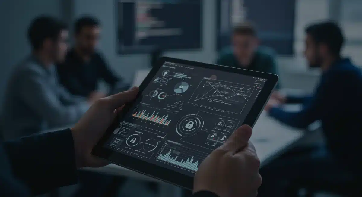 Cybersecurity professional analyzing threats on a tablet, symbolizing specialized technical training.