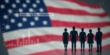 Stylized representation of the 2026 US Federal Budget, showing interconnected financial trends and household impact.