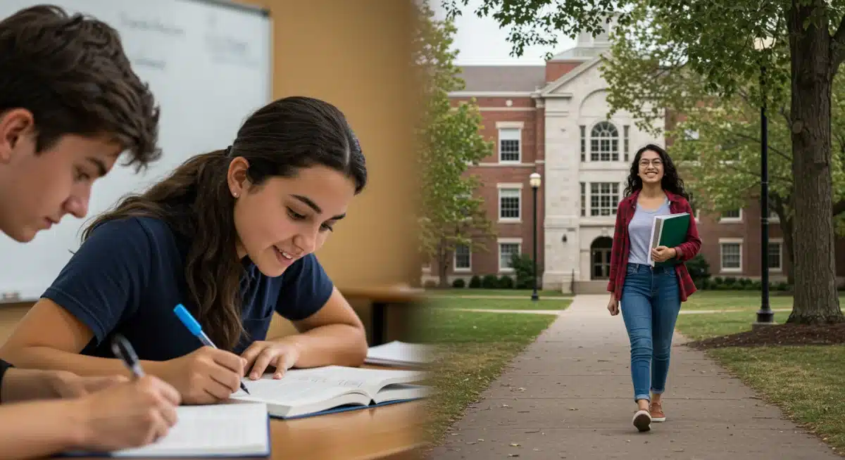 High school student transitioning to college student, depicting early college program benefits.