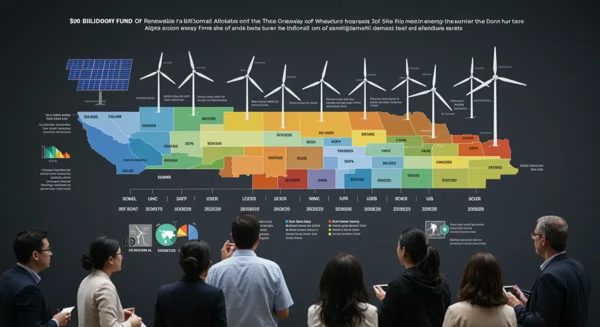 Infographic detailing the  billion US renewable energy fund allocation by sector and timeline.
