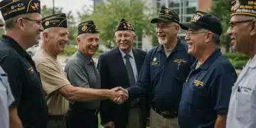 Veterans smiling with healthcare and education symbols, 2026