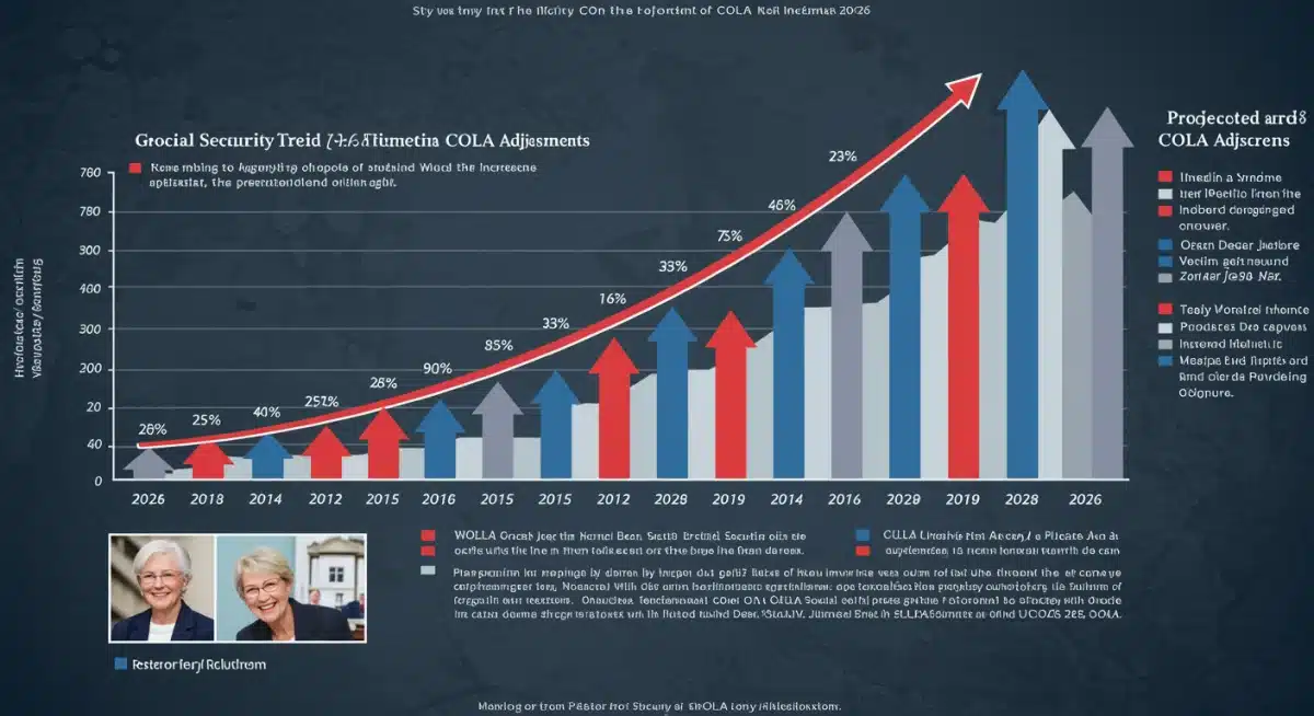 Infographic displaying projected COLA adjustments for 2026 Social Security benefits.