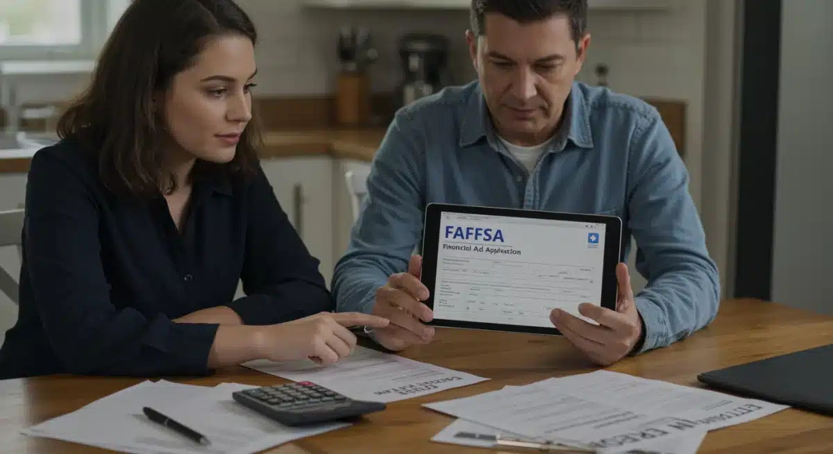 Parent and student completing FAFSA application together at home