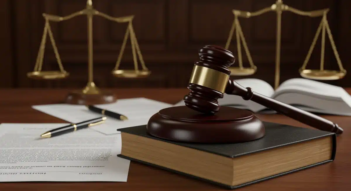 Gavel on legal books, symbolizing judicial decisions and legal precedent.