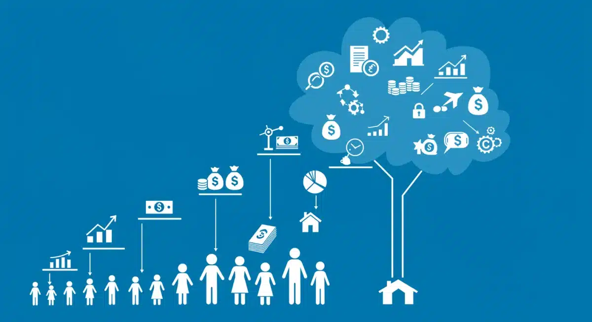 Intergenerational wealth transfer family tree with assets