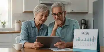 Senior couple reviewing 2026 federal benefit changes on a tablet