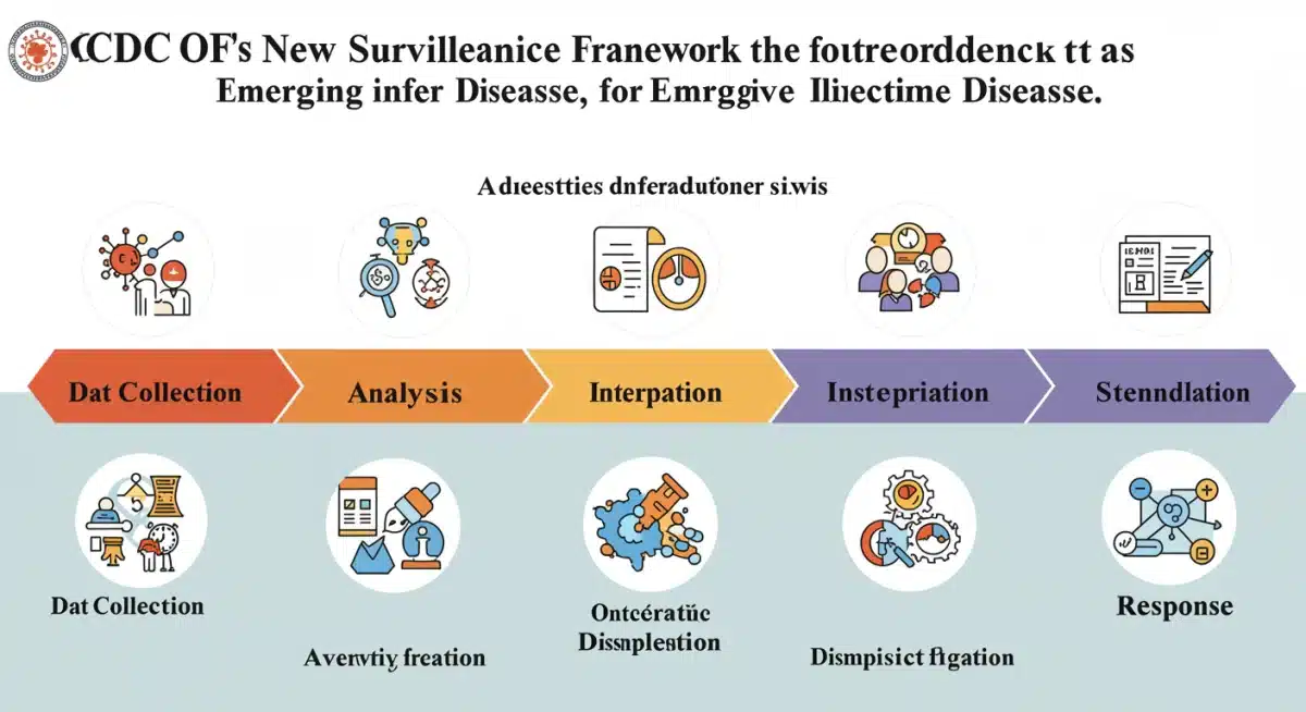 Infographic detailing CDC's five pillars of emerging disease surveillance framework.