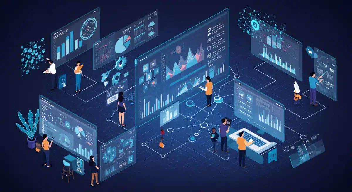 Data scientists collaborating on complex algorithms and machine learning models