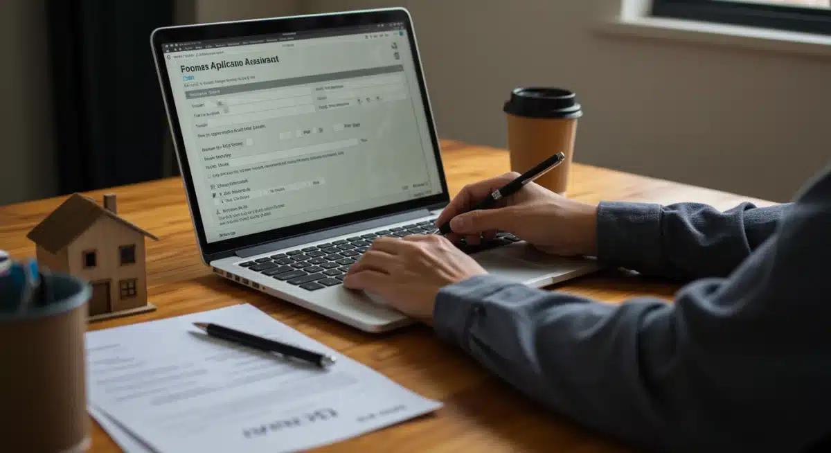 Individual applying for housing assistance online