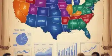 Map of battleground states for 2026 election with voter representation