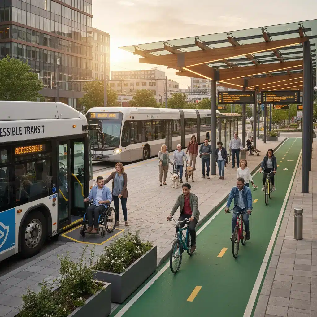 Diverse community utilizing accessible multi-modal urban transit