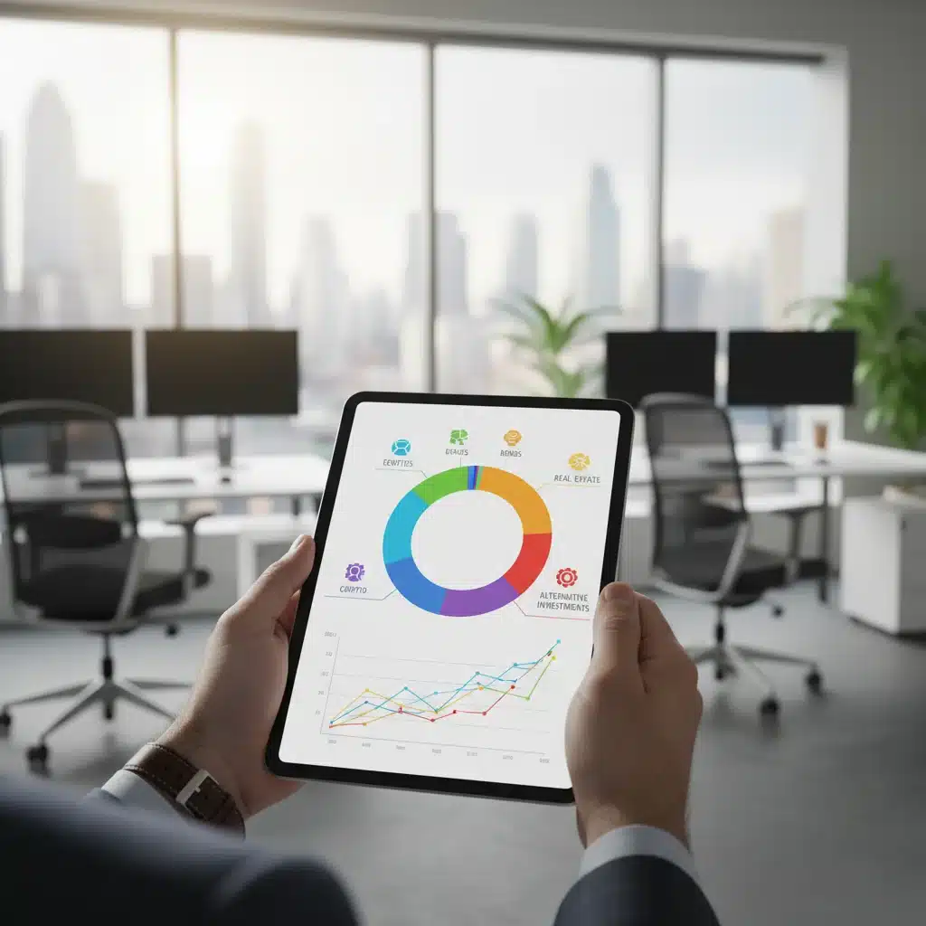 Diversified investment portfolio on tablet, showcasing smart asset allocation.
