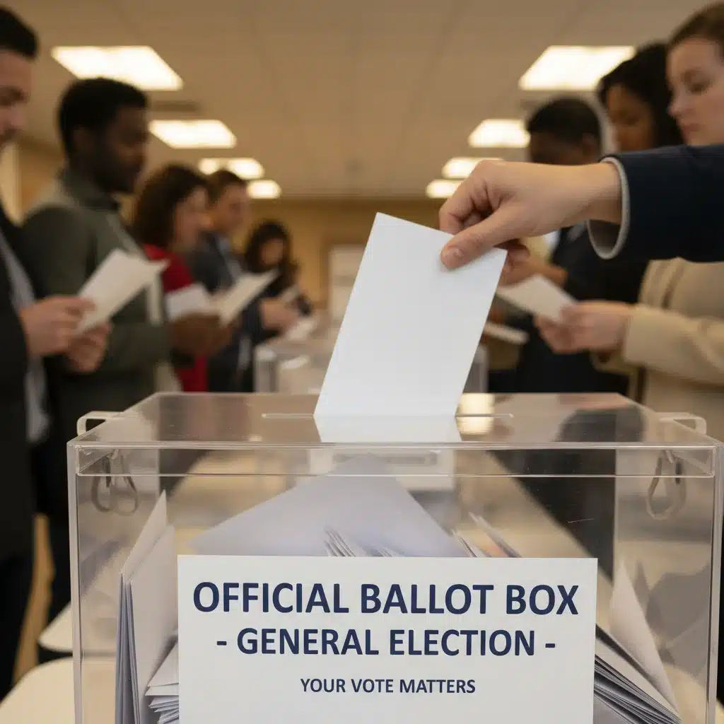 Voters placing ballots into a ballot box during an election