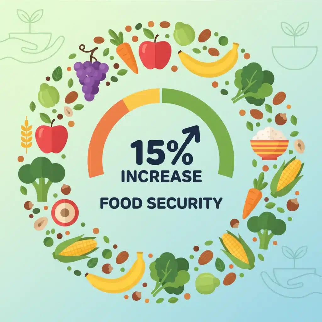 Graphic illustrating 15 percent increase in food benefits