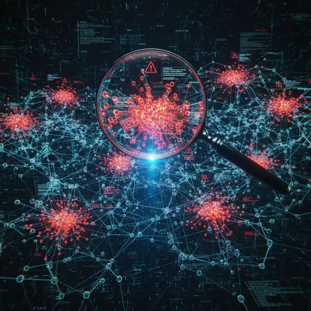 Decentralized finance network under regulatory scrutiny, illustrating SEC concerns.