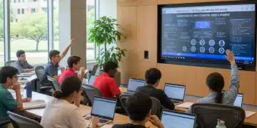 High school students engaged in an early college program classroom