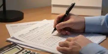 Person filling out SSI application forms for 2026 with a pen