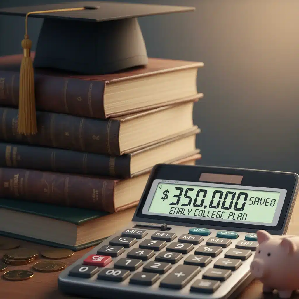 Financial calculator showing tuition savings with graduation cap
