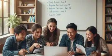 High school seniors planning 2026 college applications on a laptop