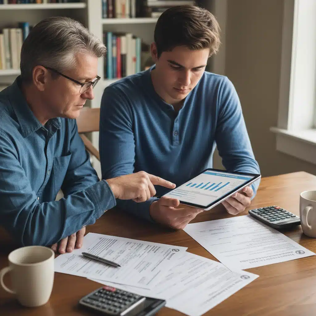 Parent and student discussing college financial aid applications