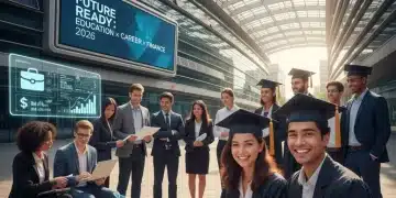 Students analyzing financial charts and career paths for master's degree in 2026