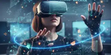 AI in US Classrooms: 5 Education Trends by 2026 Student experiencing AI-powered virtual reality immersive learning.