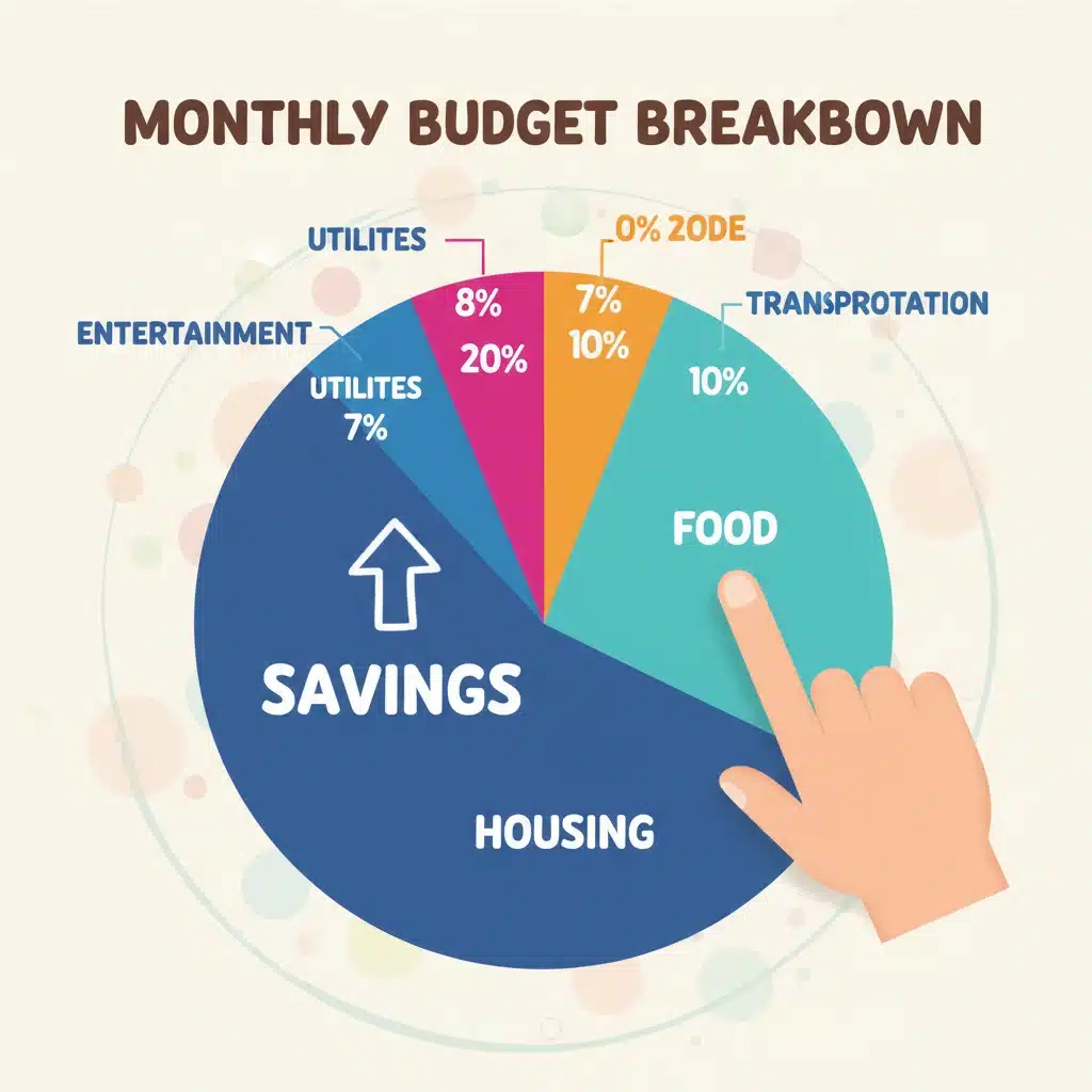 Budget pie chart with large savings portion