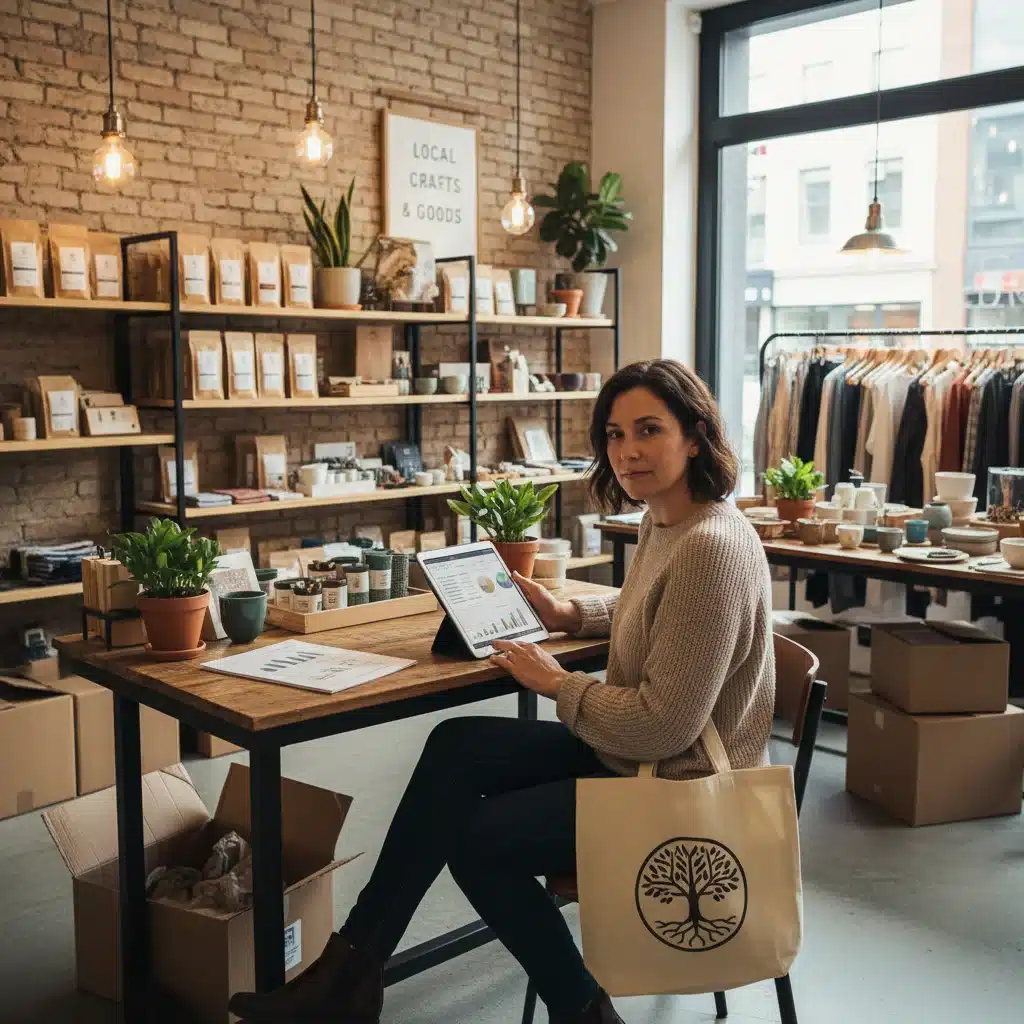 Small business owner analyzing financial data amidst rising costs.