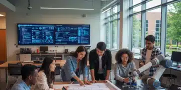 Experiential Learning 2026: Why US Colleges Embrace Real-World Projects College students collaborating on a real-world project, demonstrating experiential learning
