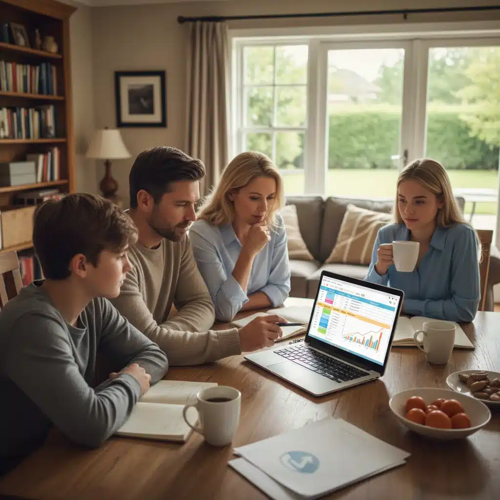 Family budgeting at home, planning finances for future inflation.