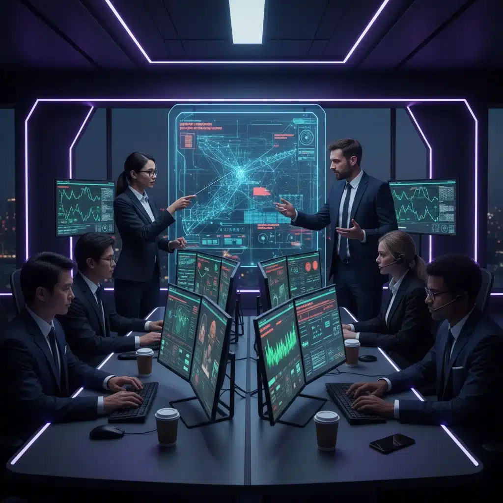 Cybersecurity team actively monitoring systems for threat intelligence