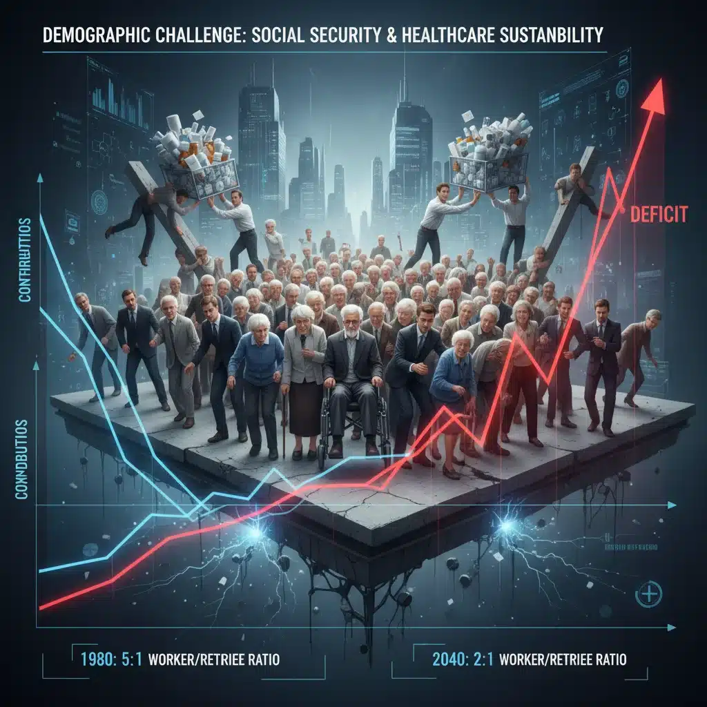 Demographic shift illustrating an aging population and its impact on social programs.