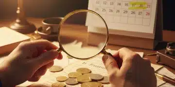 Person discovering unclaimed government benefits with magnifying glass