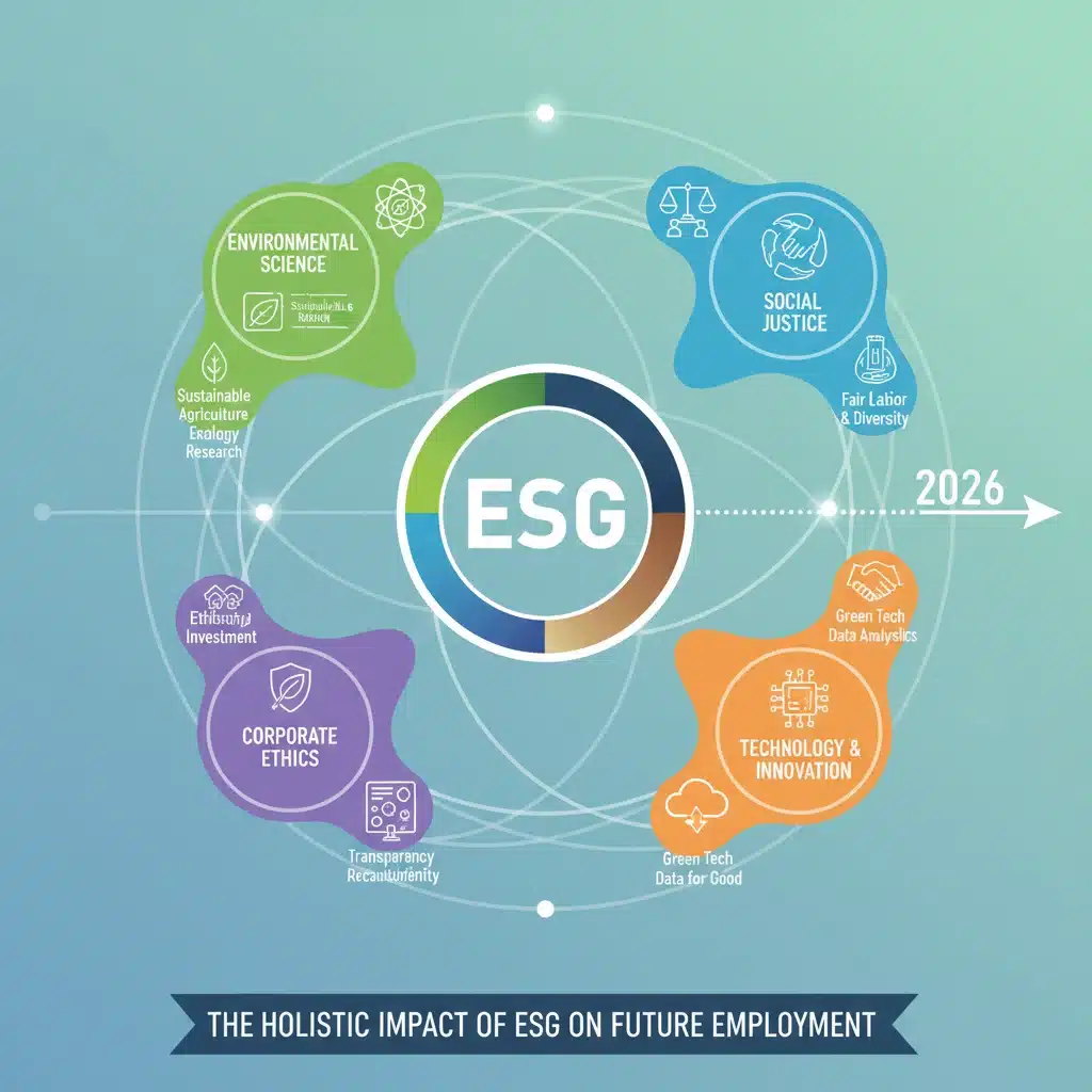 Interconnected industries and roles driven by ESG principles, future job market