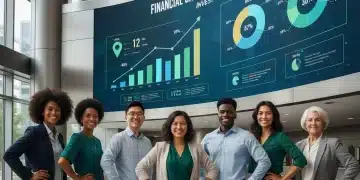 Group of confident individuals with positive financial graphs, symbolizing financial confidence and future planning for 2026.