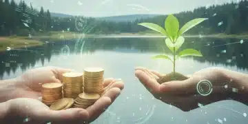 Hands balancing coins and a plant, symbolizing financial and mental wellness harmony in 2026.
