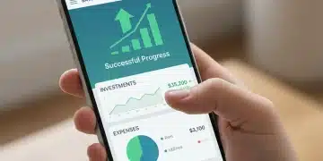 Hand tracking financial progress on a smartphone app
