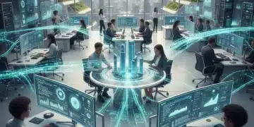 Top Tech Career Paths 2026: High-Growth US Opportunities Professionals working on futuristic tech projects, illustrating high-growth tech careers in 2026.
