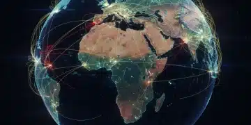Digital globe showing global economic connections and 2026 forecast
