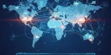 Global supply chain network with digital overlay, symbolizing resilience and interconnectedness in 2026.