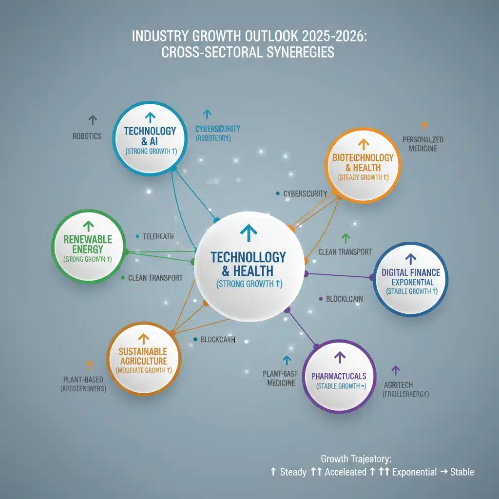 Infographic depicting interconnected industry growth trends for 2025-2026.