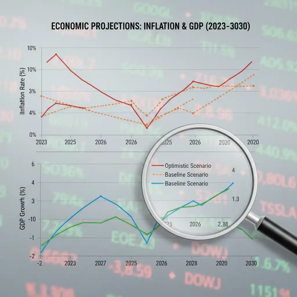 Projected inflation and GDP growth scenarios graph 2026
