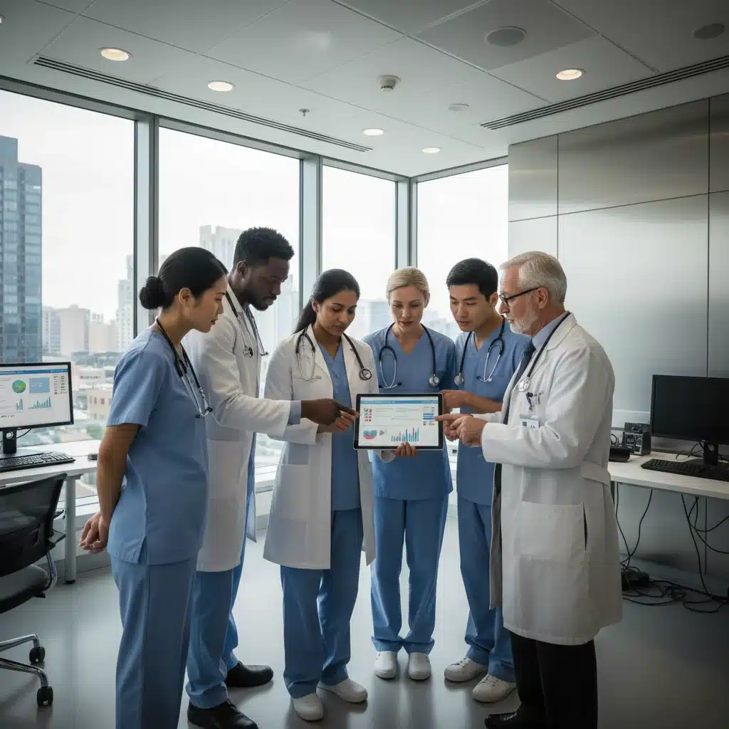 Healthcare professionals collaborating on integrated care solutions with technology