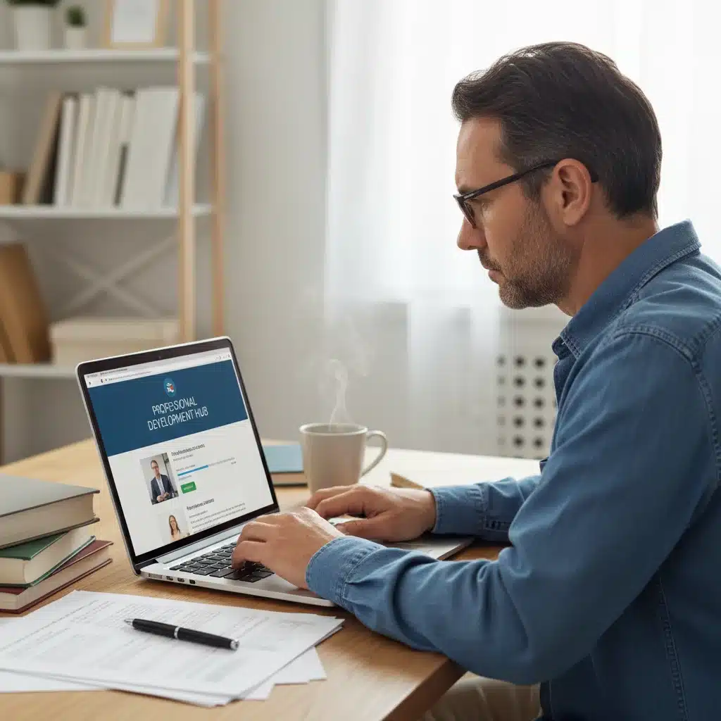 Professional over 40 engaged in online learning for skill development